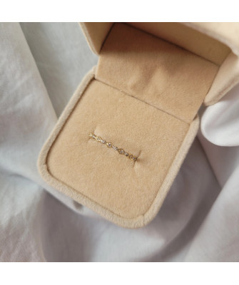 Geometric 8k Gold Ring with White Zirconia Stones