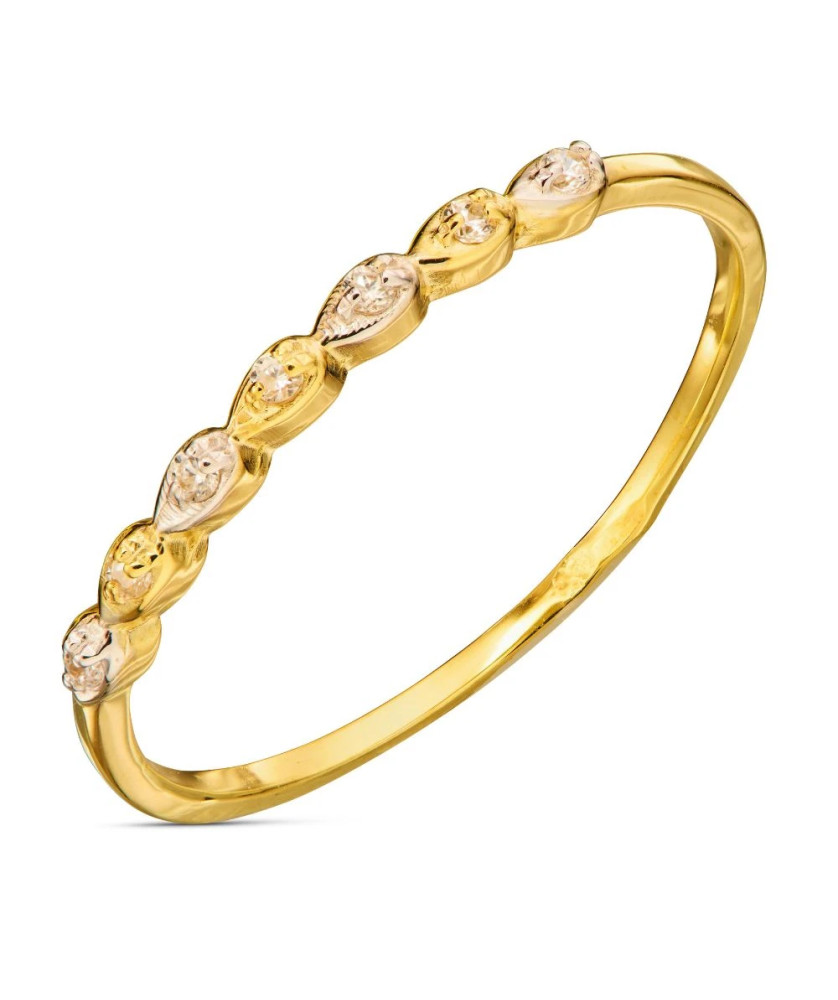 Thin ring with cubic zirconia 8k