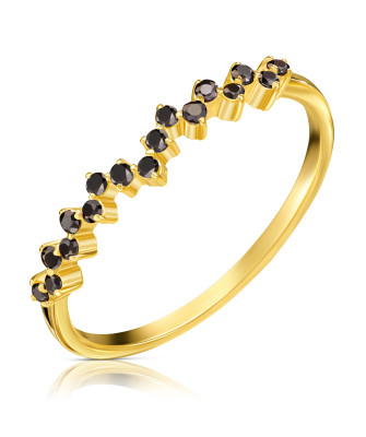Ring with black zircons 8k