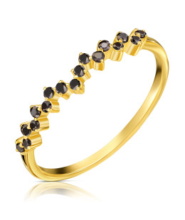Ring with black zircons 8k