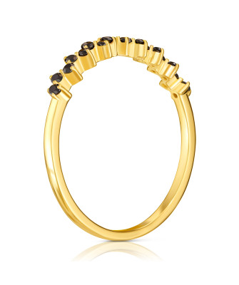 Ring with black zircons 8k