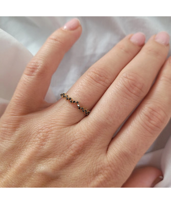 Ring with black zircons 8k