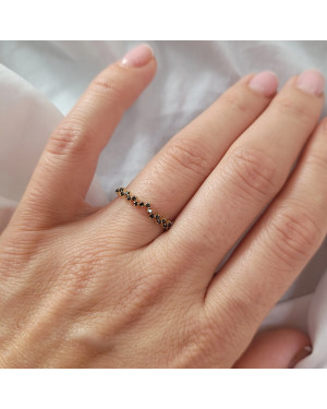 Ring with black zircons 8k
