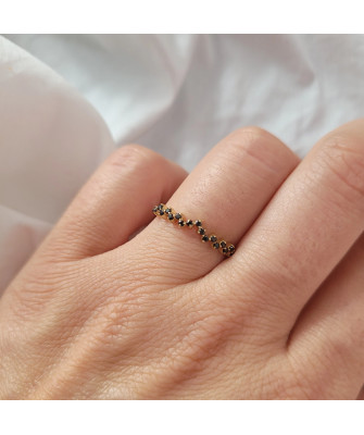 Ring with black zircons 8k