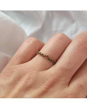 Ring with black zircons 8k