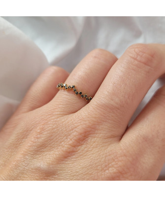 Ring with black zircons 8k