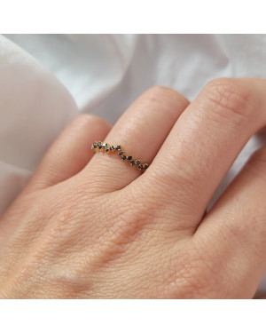 Ring with black zircons 8k