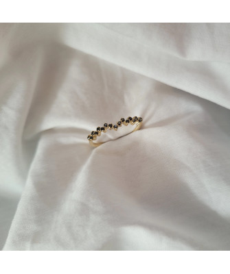 Ring with black zircons 8k