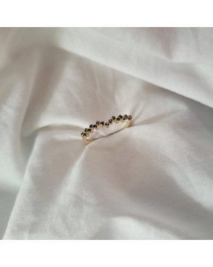 Ring with black zircons 8k