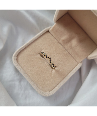 Ring with black zircons 8k