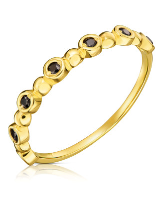 Thin golden ring black stones