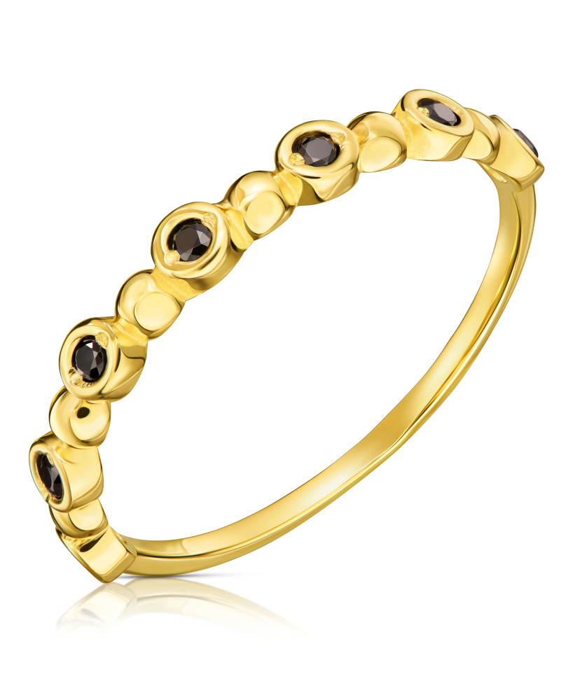 Thin golden ring black stones