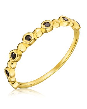 Thin golden ring black stones