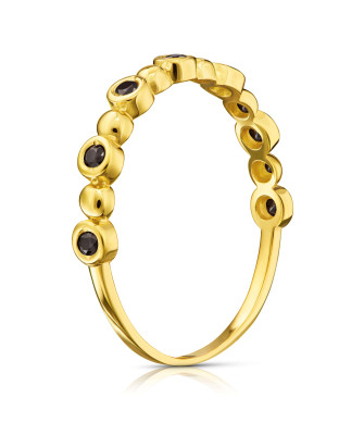 Thin golden ring black stones