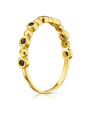 Thin golden ring black stones