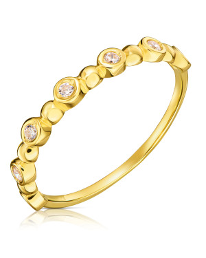 Thin golden ring white stones