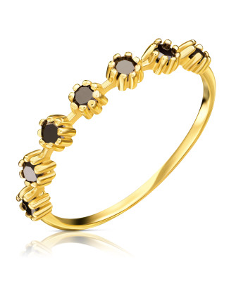 Delicate ring black stones 8k gold