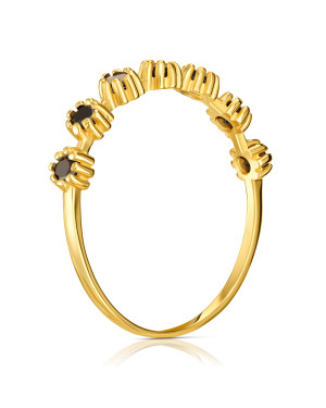 Delicate ring black stones 8k gold
