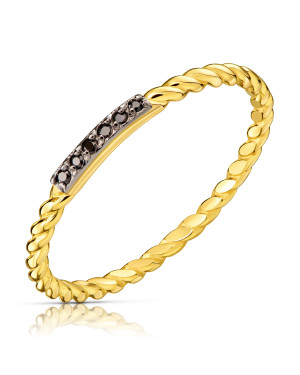 Gold ring with black zirconia circles
