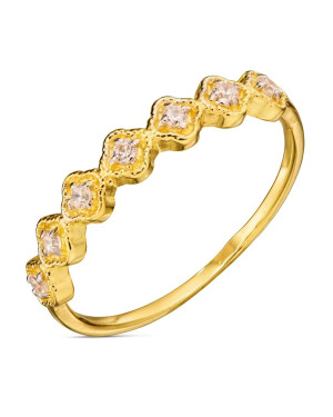 Gold ring 8k white zircons