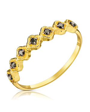Gold ring black stones 8k