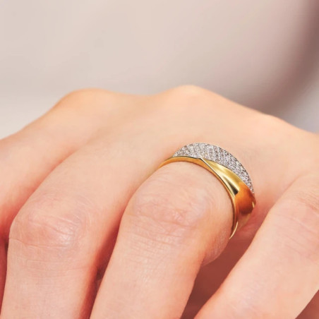 Gold ring as wide as a wedding ring with stones P3.1565 | GoldJewellery
