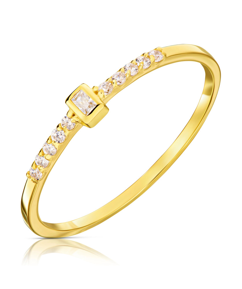 Delicate gold ring white stones