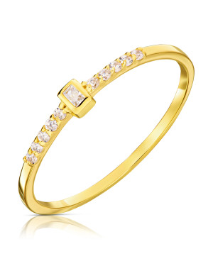 Delicate gold ring white stones