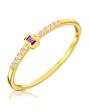 Ring with purple stone gold 8k