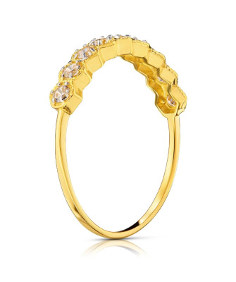 Gold ring white stones 8k