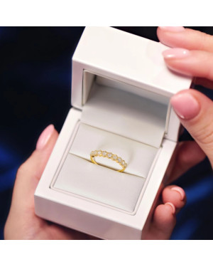Gold ring white stones 8k