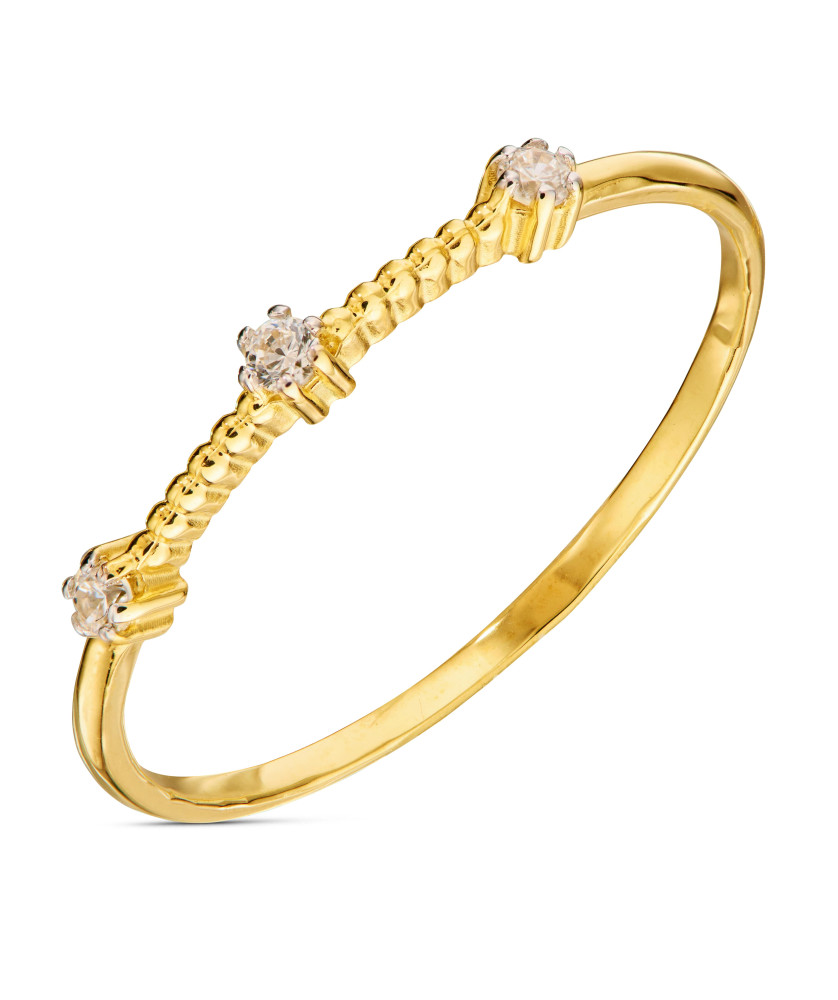8ct Gold Textured Cubic Zirconia Ring