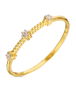 8ct Gold Textured Cubic Zirconia Ring