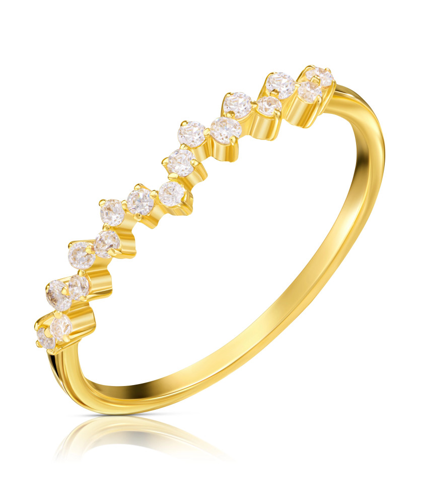 Gold ring with cubic zirconia 14k