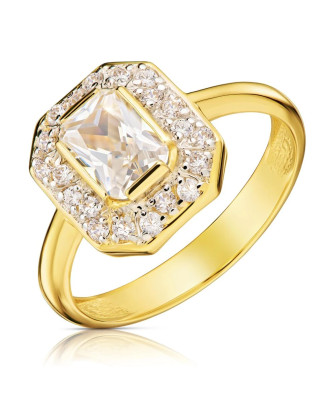 Ring with a large cubic zirconia stone 14k
