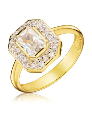 Ring with a large cubic zirconia stone 14k