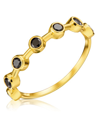 Ring with black zircons gold 8k