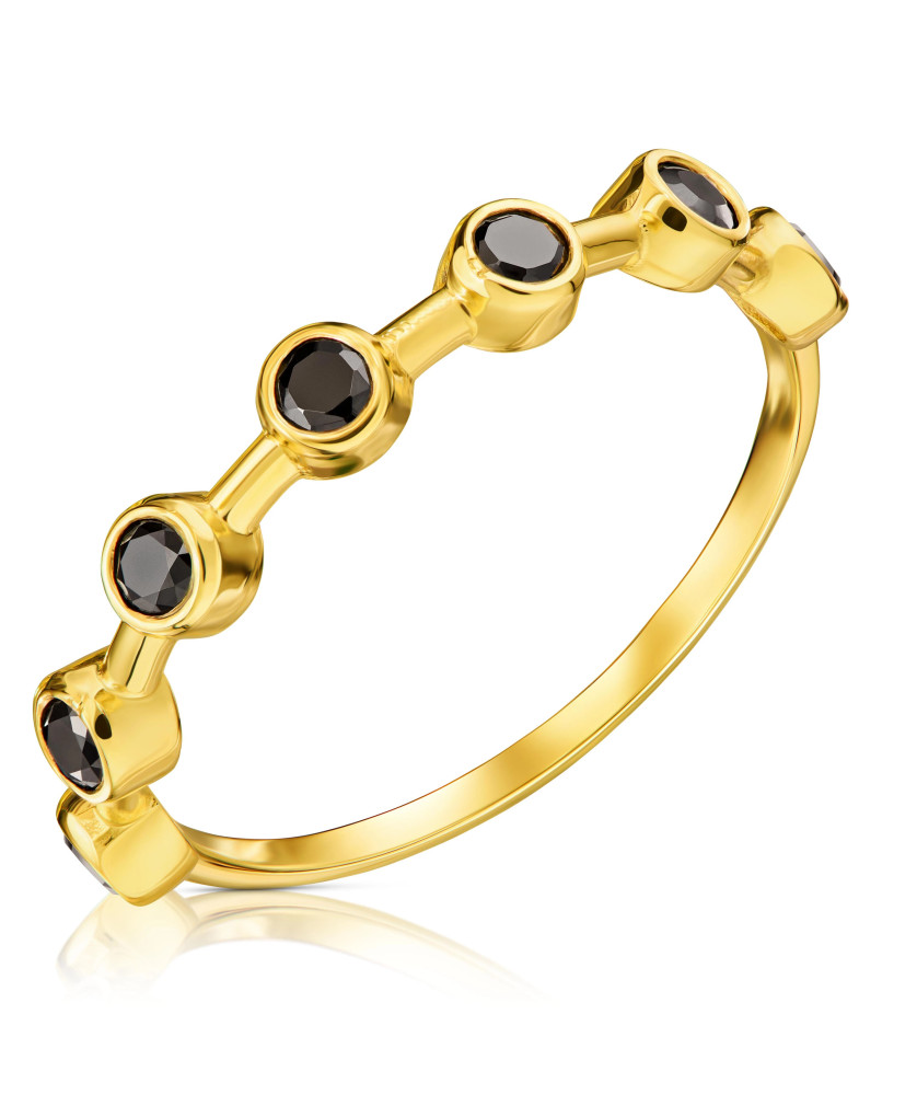 Ring with black zircons gold 8k