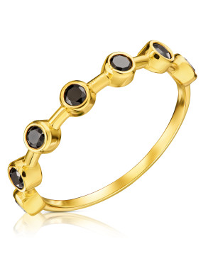 Ring with black zircons gold 8k