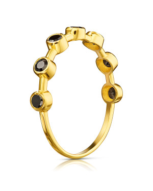 Ring with black zircons gold 8k