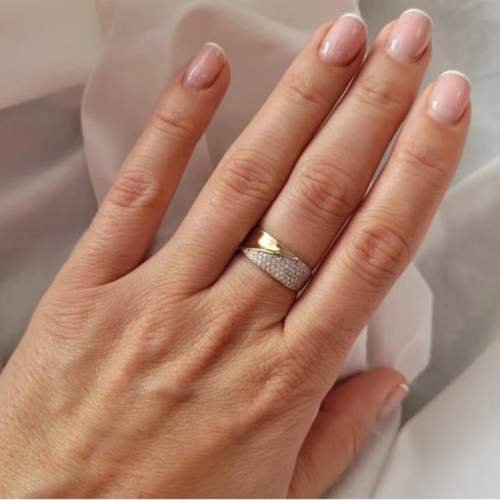 Gold ring as wide as a wedding ring with stones P3.1565 | GoldJewellery
