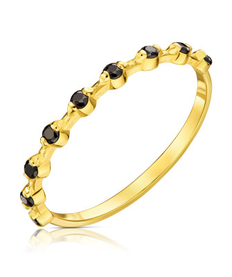 Thin ring with 14k black zircons
