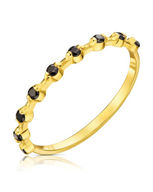 Thin ring with 14k black zircons