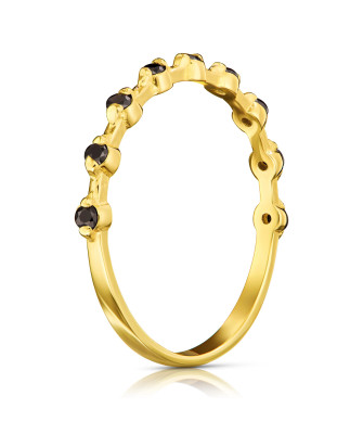Thin ring with 14k black zircons