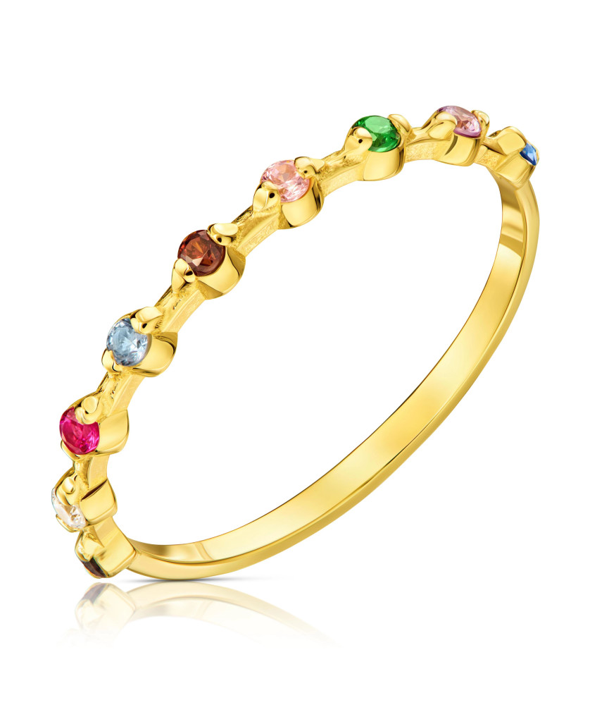 Gold ring with colorful cubic zirconia 14k