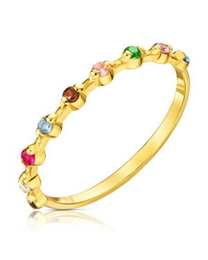 Gold ring with colorful cubic zirconia 14k