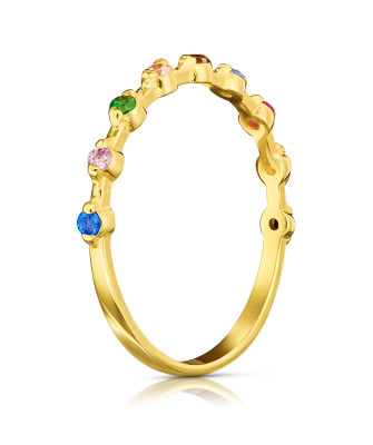 Gold ring with colorful cubic zirconia 14k