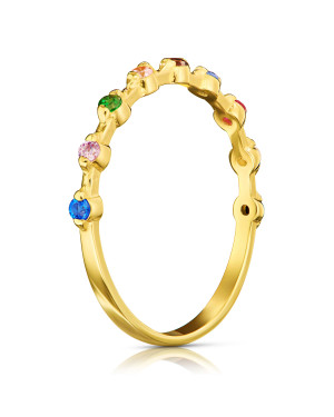 Gold ring with colorful cubic zirconia 14k