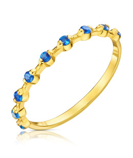 Thin ring with 14k blue cubic zirconia