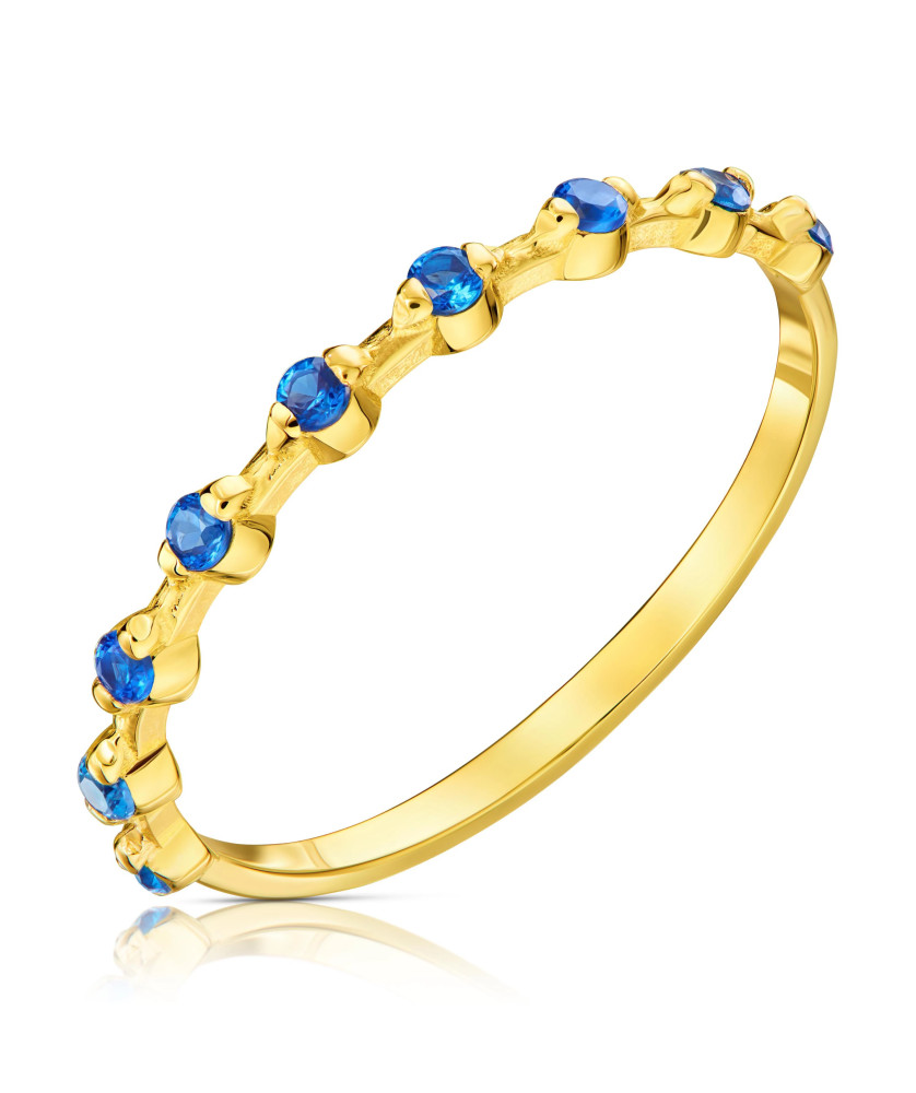 Thin ring with 14k blue cubic zirconia